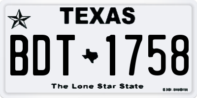 TX license plate BDT1758