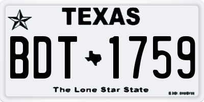 TX license plate BDT1759