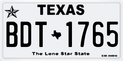 TX license plate BDT1765