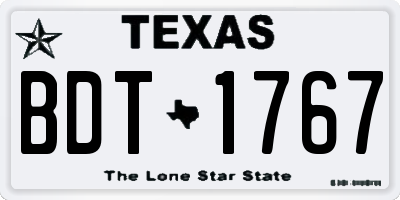 TX license plate BDT1767