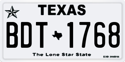 TX license plate BDT1768
