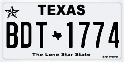 TX license plate BDT1774