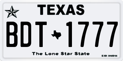 TX license plate BDT1777