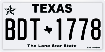 TX license plate BDT1778