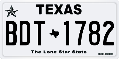 TX license plate BDT1782