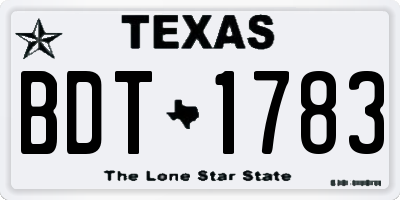 TX license plate BDT1783