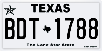 TX license plate BDT1788