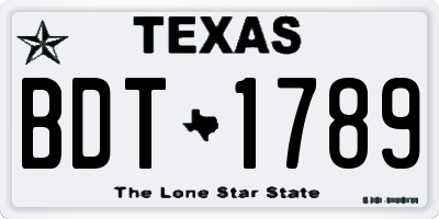 TX license plate BDT1789
