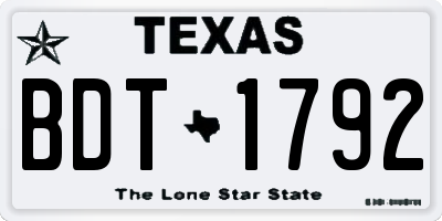 TX license plate BDT1792