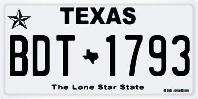 TX license plate BDT1793