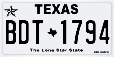 TX license plate BDT1794