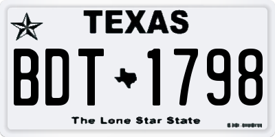 TX license plate BDT1798
