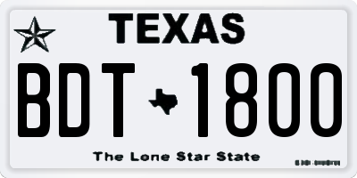 TX license plate BDT1800
