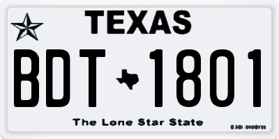 TX license plate BDT1801