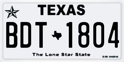 TX license plate BDT1804