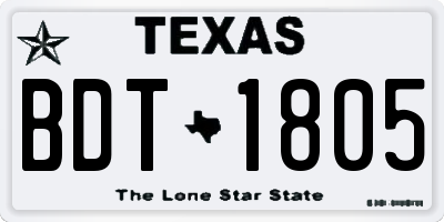 TX license plate BDT1805
