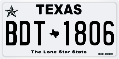 TX license plate BDT1806