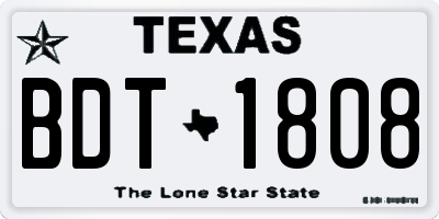 TX license plate BDT1808