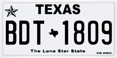 TX license plate BDT1809