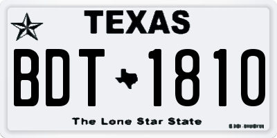 TX license plate BDT1810