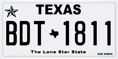 TX license plate BDT1811