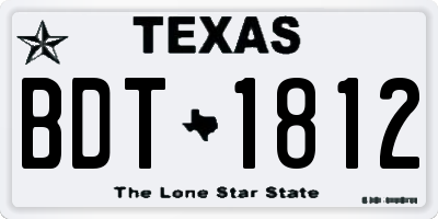 TX license plate BDT1812