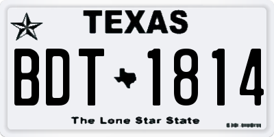 TX license plate BDT1814