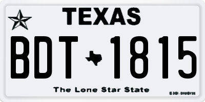 TX license plate BDT1815