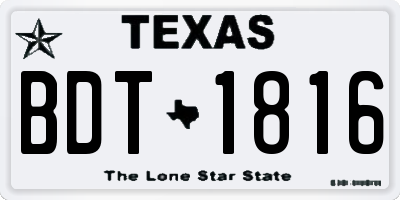 TX license plate BDT1816