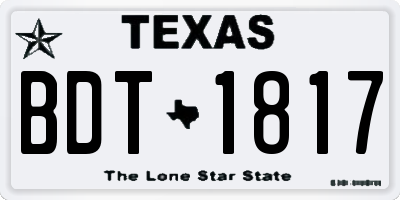 TX license plate BDT1817