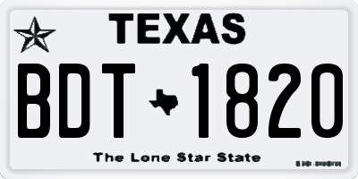 TX license plate BDT1820