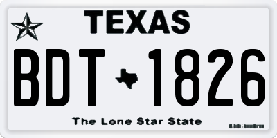 TX license plate BDT1826