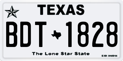 TX license plate BDT1828