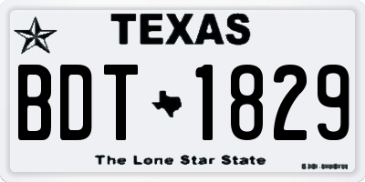 TX license plate BDT1829