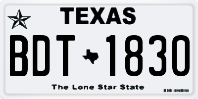 TX license plate BDT1830