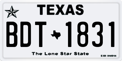 TX license plate BDT1831