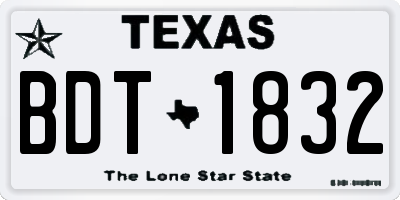 TX license plate BDT1832