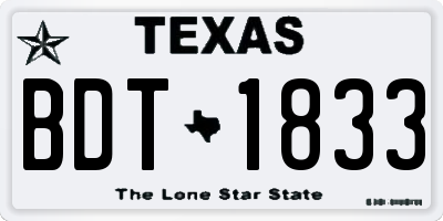 TX license plate BDT1833