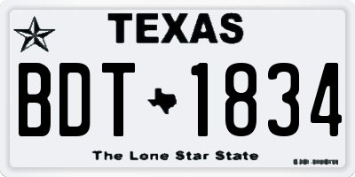 TX license plate BDT1834