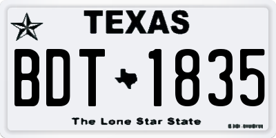 TX license plate BDT1835