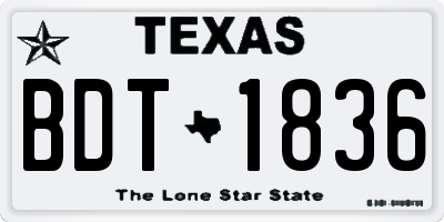 TX license plate BDT1836