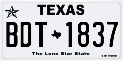 TX license plate BDT1837