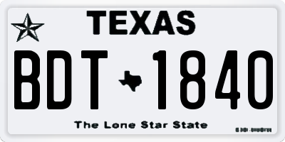 TX license plate BDT1840