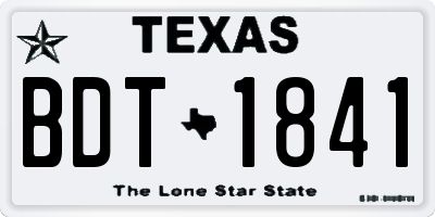 TX license plate BDT1841