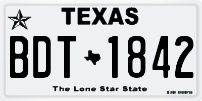 TX license plate BDT1842