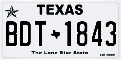 TX license plate BDT1843