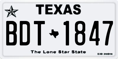 TX license plate BDT1847
