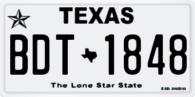TX license plate BDT1848