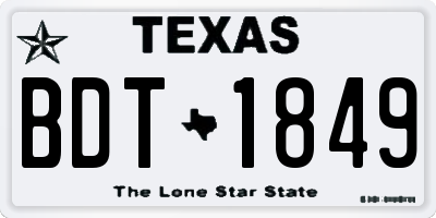 TX license plate BDT1849