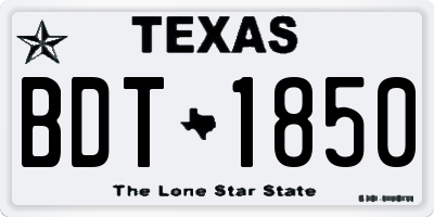 TX license plate BDT1850
